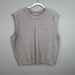 Vintage Columbia Sportswear Men's XL Tan Cotton Golf Sweater Vest Grandpacore
